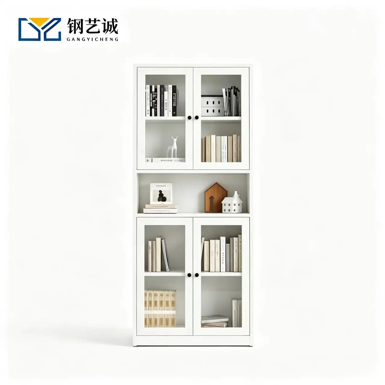 Double Glass Door Tall Bookcase